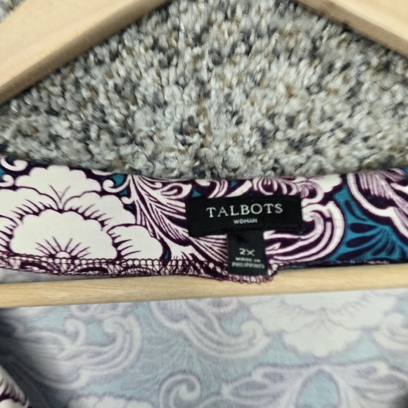 Talbots Top Womens Plus 2X Purple Cowl Neck Long Sleeve Tee Casual‎ Ladies - Picture 6 of 7